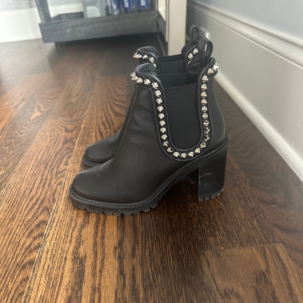 Christian Louboutin Studded Black Ankle Boots, 37.5